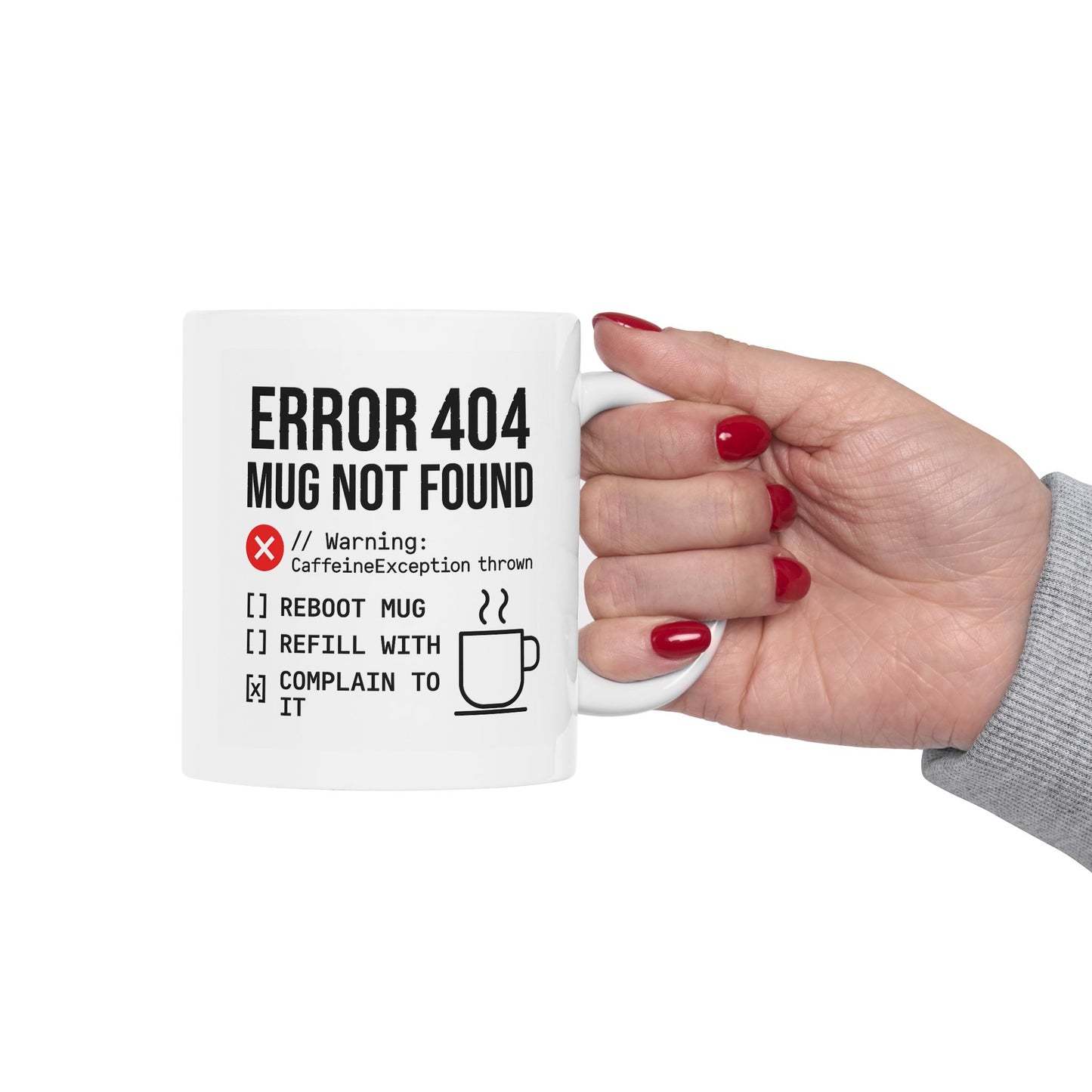 Error 404 Mug Not Found – Funny Programmer Coffee Mug – Coding Gift for Developers & Techies