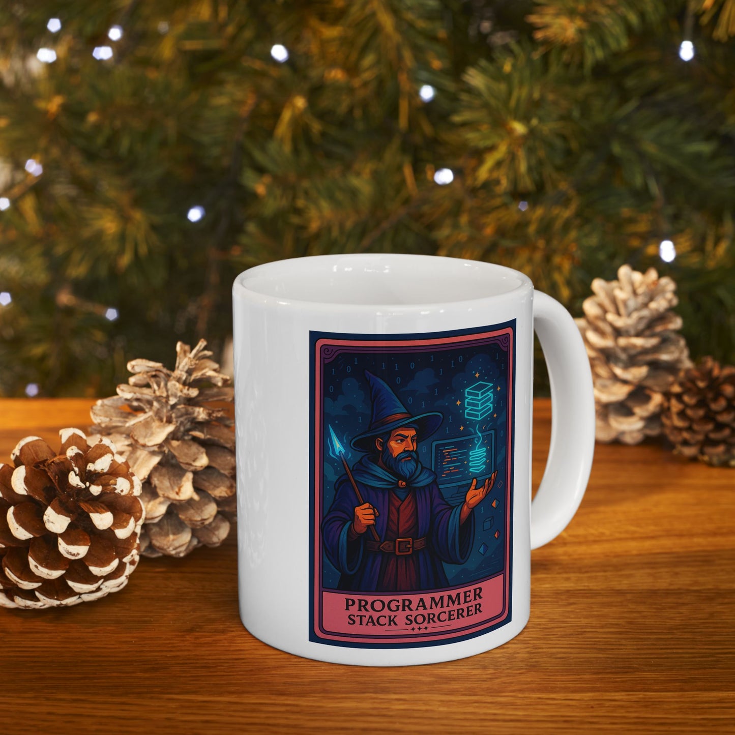 Programmer Gift Mug White, Stack Sorcerer Coffee Cup - Funny Coding Gift for Him or Her - Developer Mug for Software Engineer