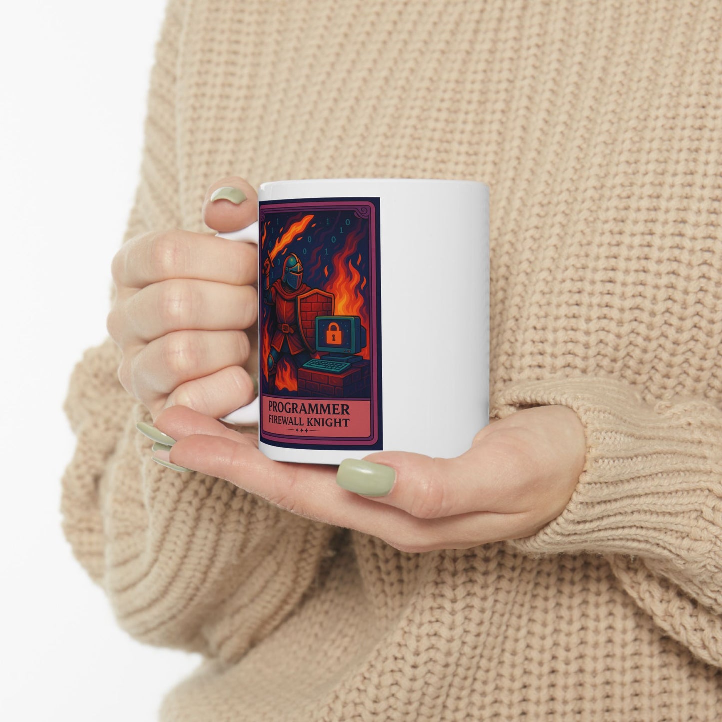 Funny Programmer Mug White - Firewall Knight Coffee Cup - Cybersecurity Gift for Him - Coding Mug for Developer - Geeky Tech Gift