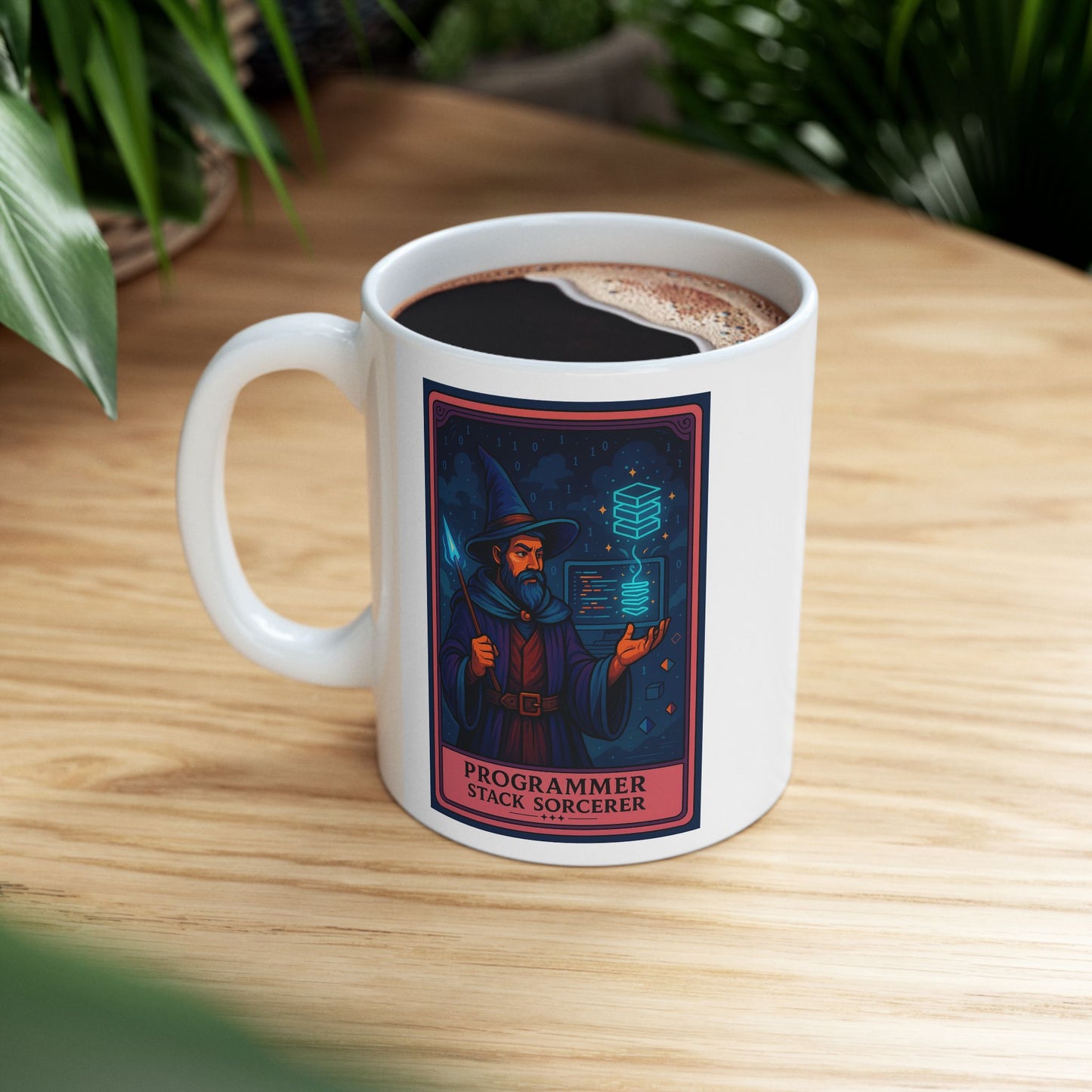 Programmer Gift Mug White, Stack Sorcerer Coffee Cup - Funny Coding Gift for Him or Her - Developer Mug for Software Engineer