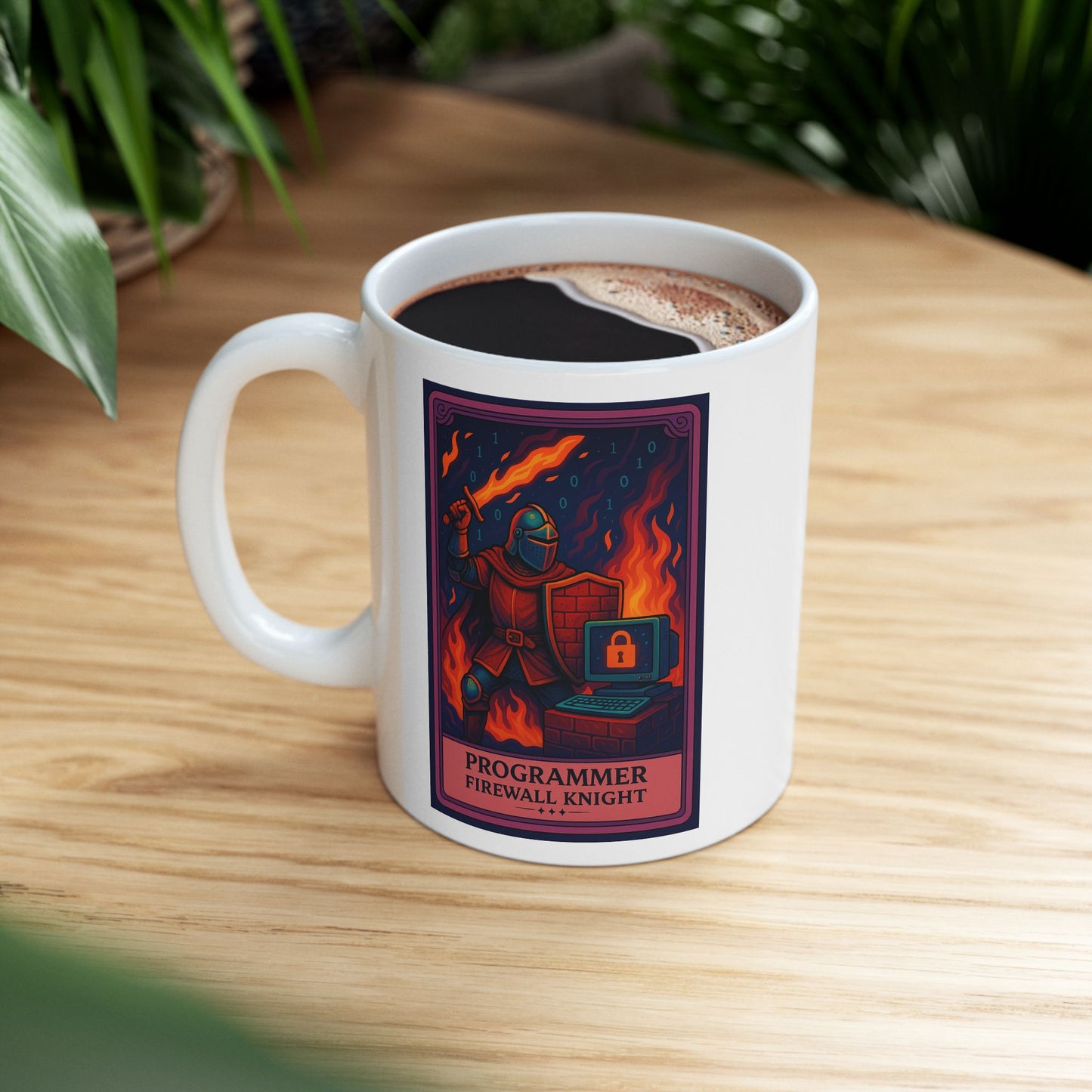Funny Programmer Mug White - Firewall Knight Coffee Cup - Cybersecurity Gift for Him - Coding Mug for Developer - Geeky Tech Gift