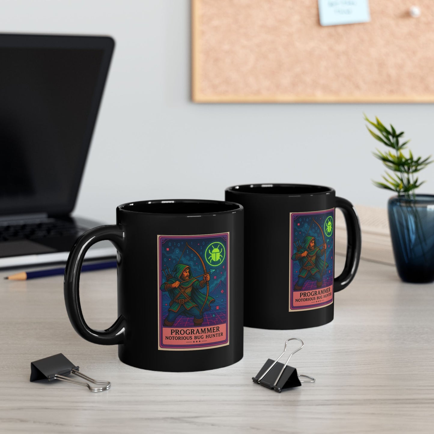 Funny Programmer Mug Black - Notorious Bug Hunter Coffee Cup - Coding Gift for Developer - Software Engineer Mug - Geek Tech Gift for Him