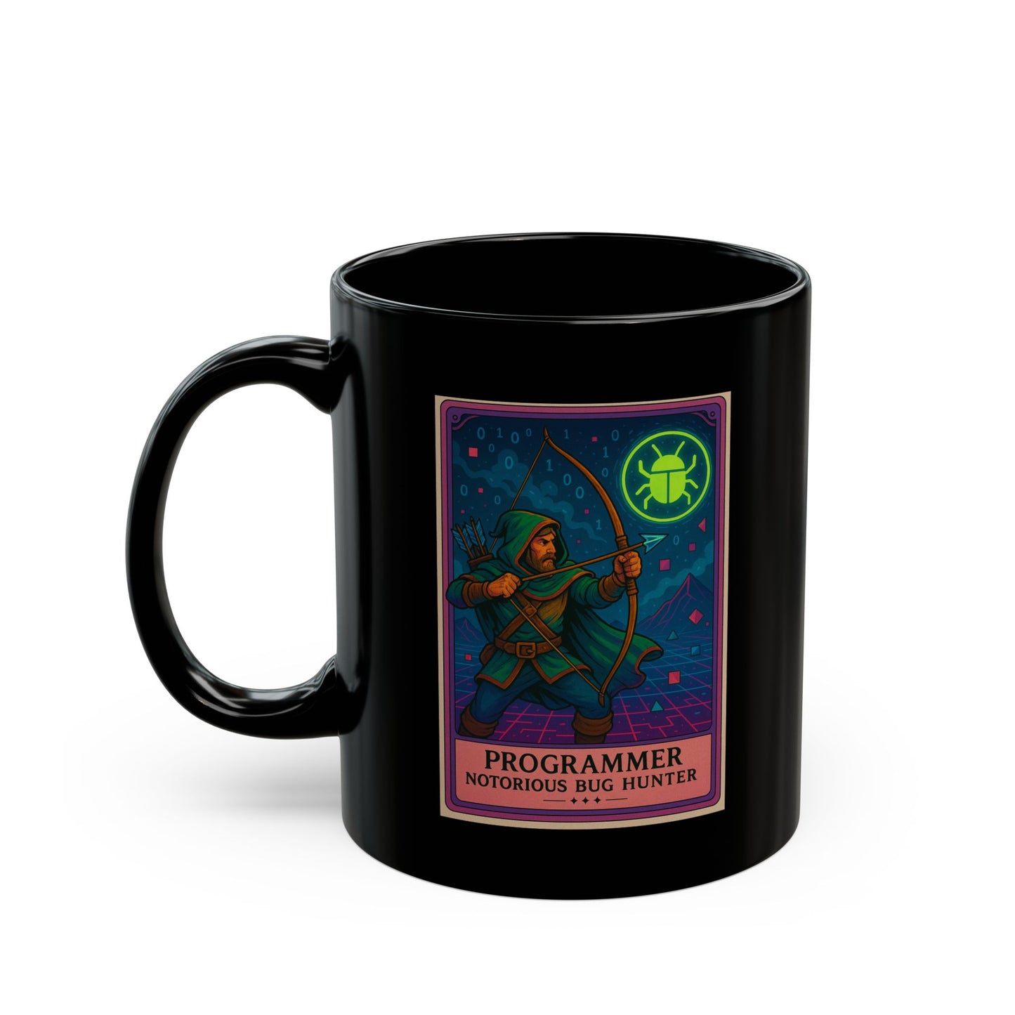 Funny Programmer Mug Black - Notorious Bug Hunter Coffee Cup - Coding Gift for Developer - Software Engineer Mug - Geek Tech Gift for Him
