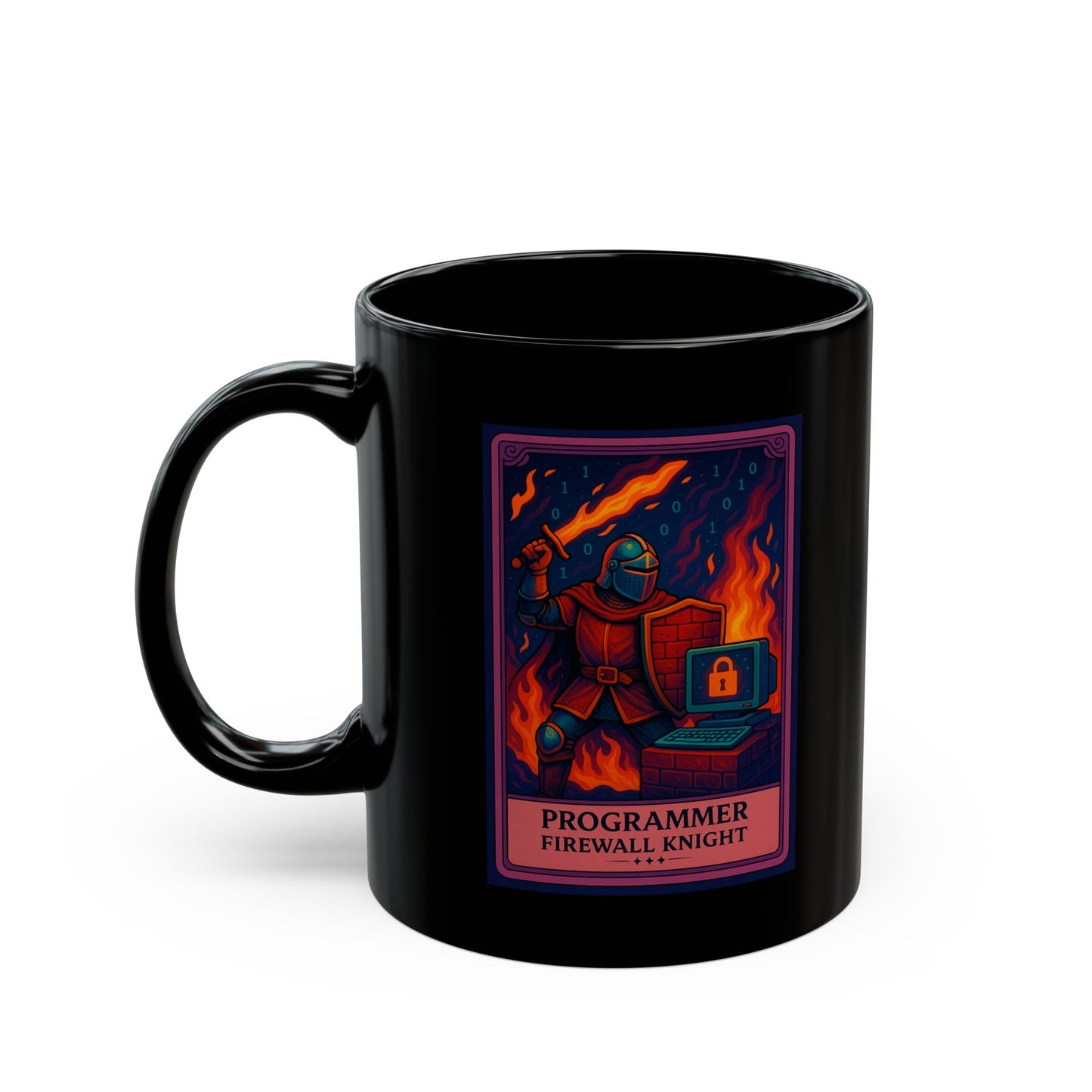 Funny Programmer Mug Black - Firewall Knight Coffee Cup - Cybersecurity Gift for Him - Coding Mug for Developer - Geeky Tech Gift