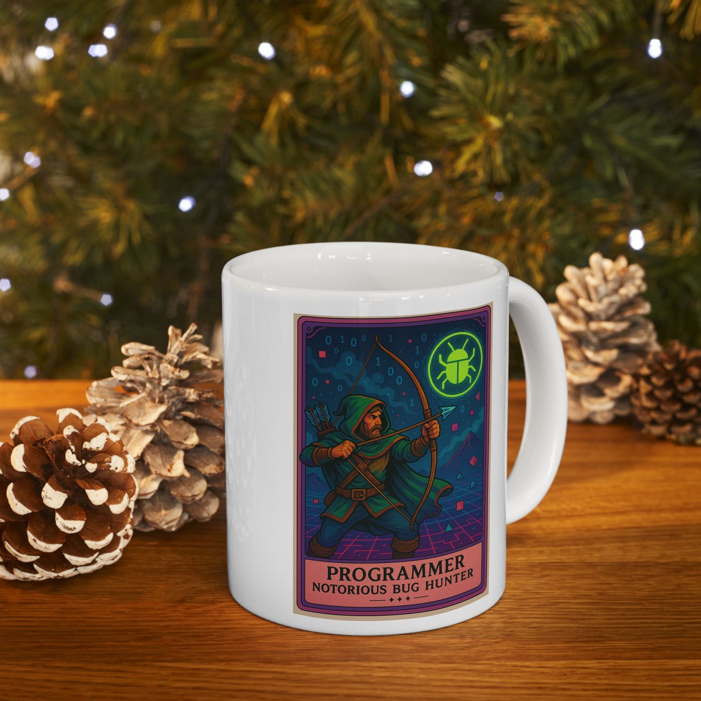 Funny Programmer Mug White - Notorious Bug Hunter Coffee Cup - Coding Gift for Developer - Software Engineer Mug - Geek Tech Gift for Him