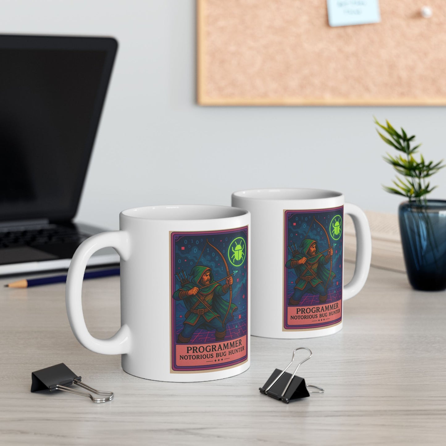 Funny Programmer Mug White - Notorious Bug Hunter Coffee Cup - Coding Gift for Developer - Software Engineer Mug - Geek Tech Gift for Him