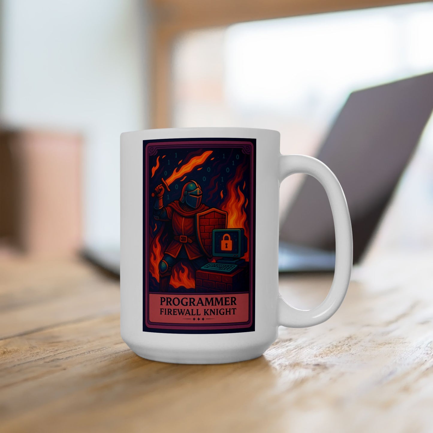 Funny Programmer Mug White - Firewall Knight Coffee Cup - Cybersecurity Gift for Him - Coding Mug for Developer - Geeky Tech Gift