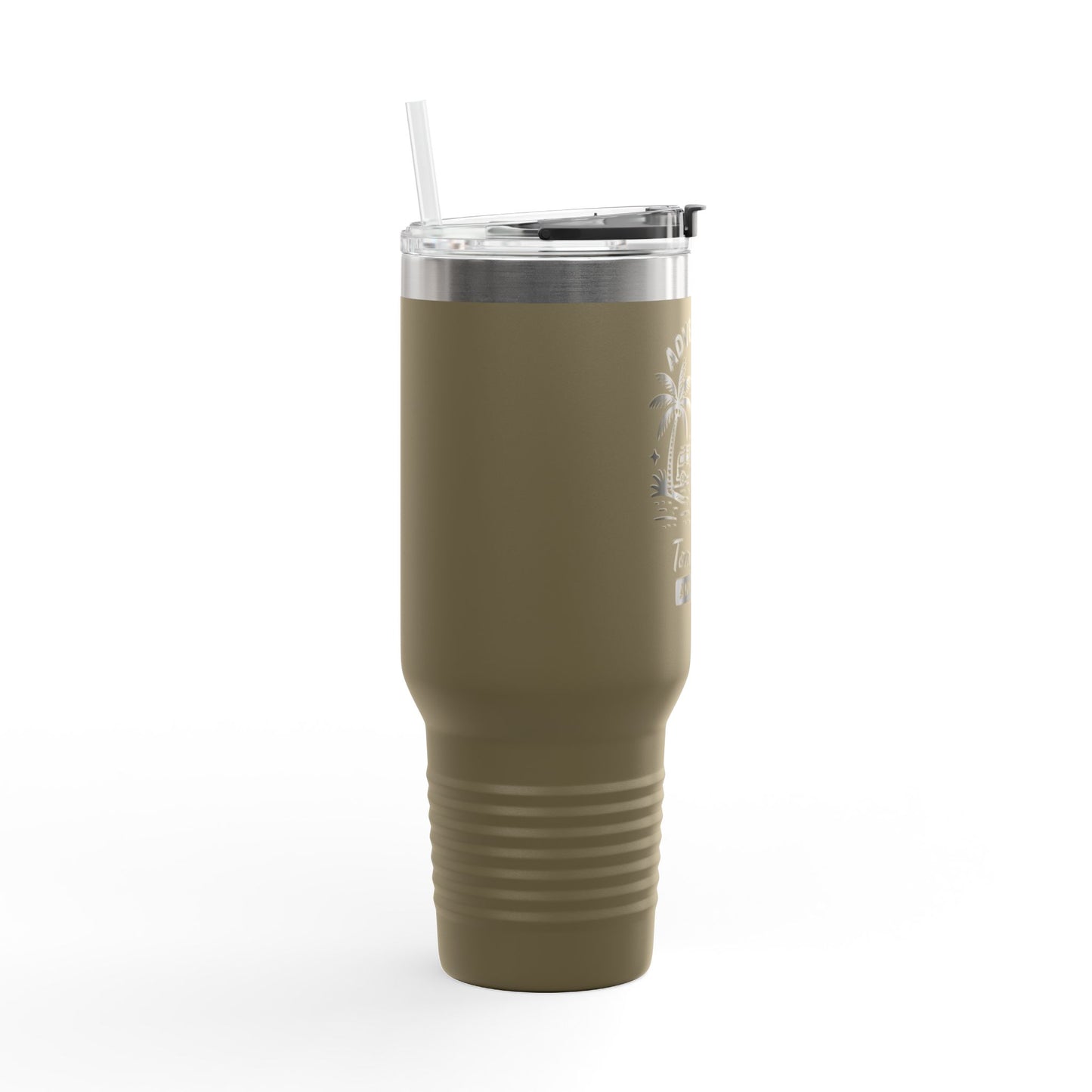 Personalized 40oz Travel Tumbler with Straw - Insulated Stainless Steel Water Cup - Custom Name Adventure Mug Gift
