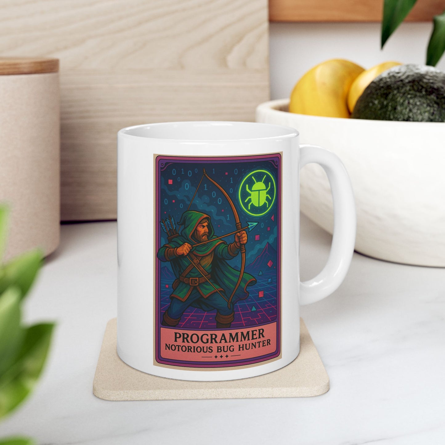 Funny Programmer Mug White - Notorious Bug Hunter Coffee Cup - Coding Gift for Developer - Software Engineer Mug - Geek Tech Gift for Him