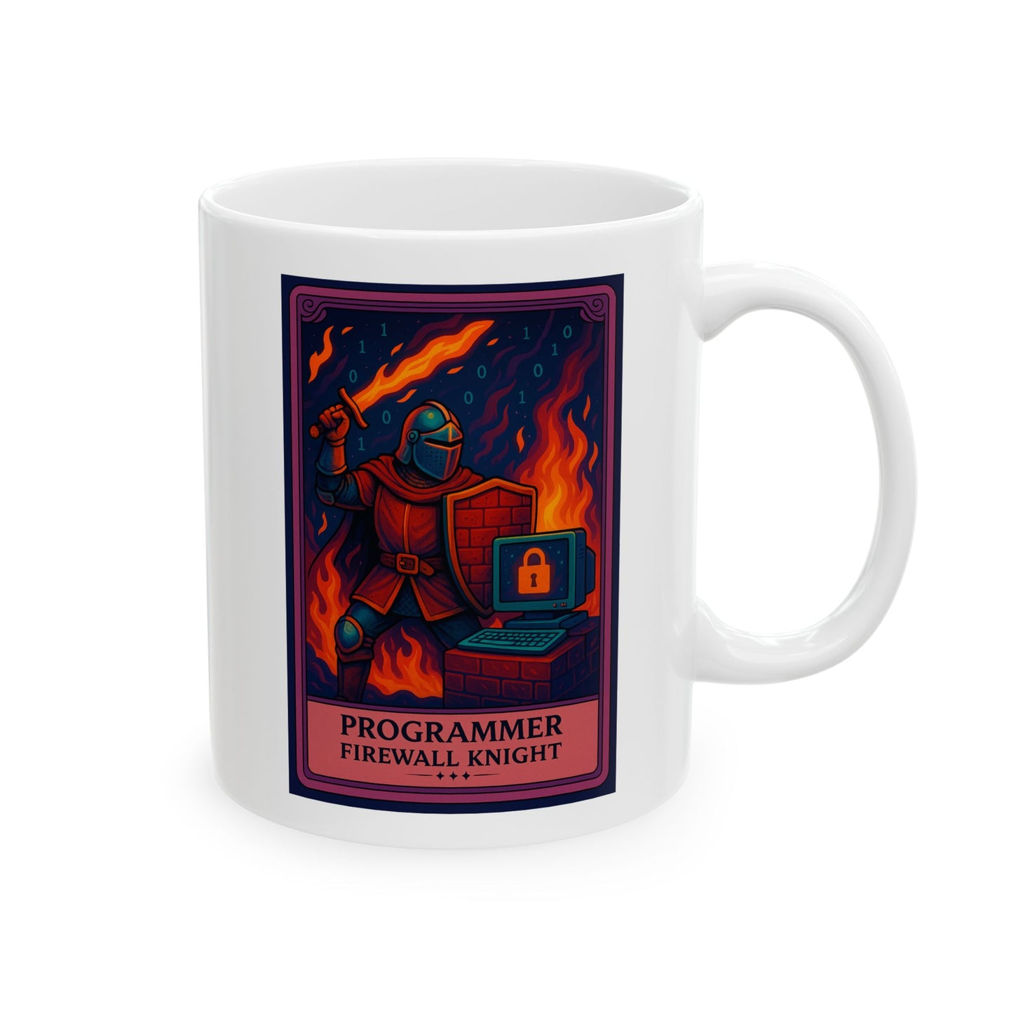 Funny Programmer Mug White - Firewall Knight Coffee Cup - Cybersecurity Gift for Him - Coding Mug for Developer - Geeky Tech Gift