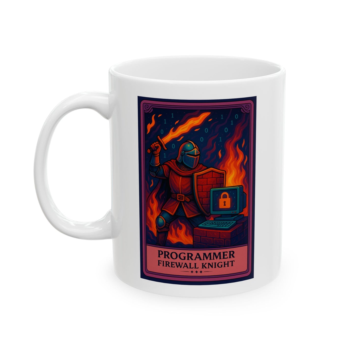 Funny Programmer Mug White - Firewall Knight Coffee Cup - Cybersecurity Gift for Him - Coding Mug for Developer - Geeky Tech Gift