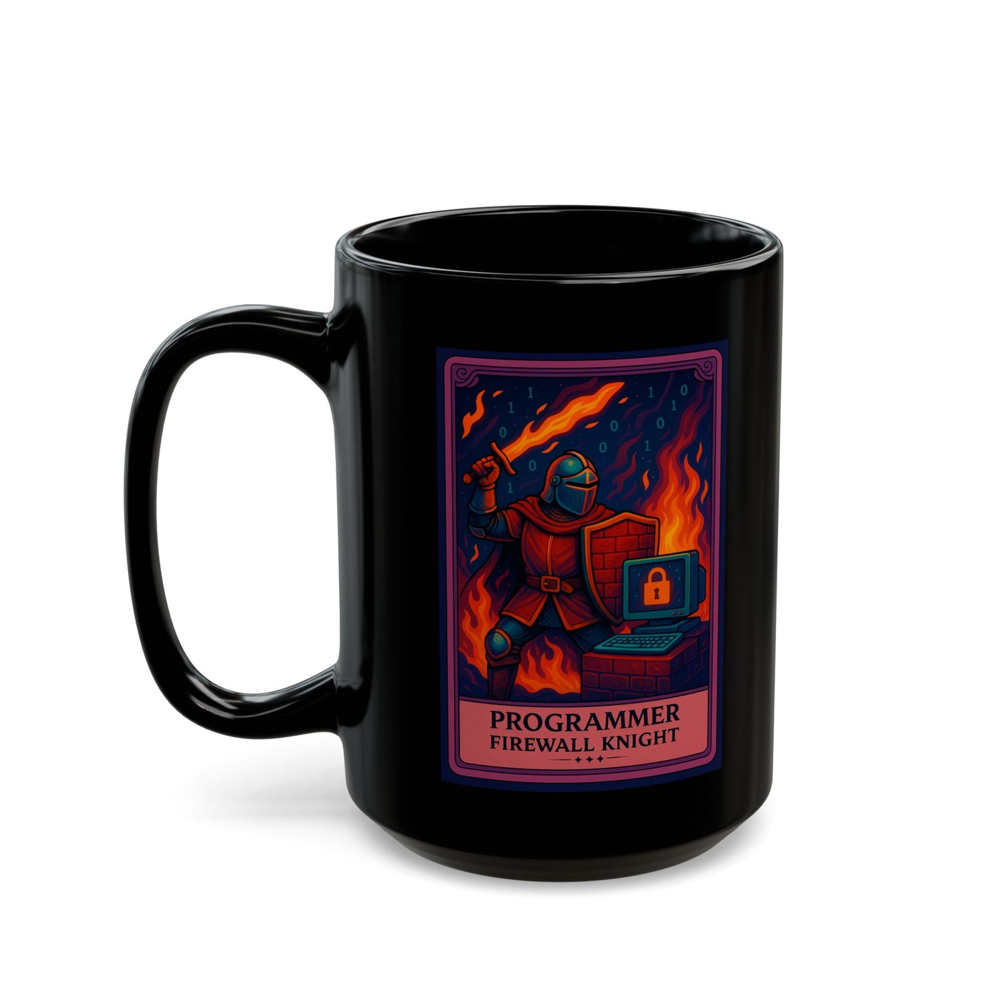 Funny Programmer Mug Black - Firewall Knight Coffee Cup - Cybersecurity Gift for Him - Coding Mug for Developer - Geeky Tech Gift
