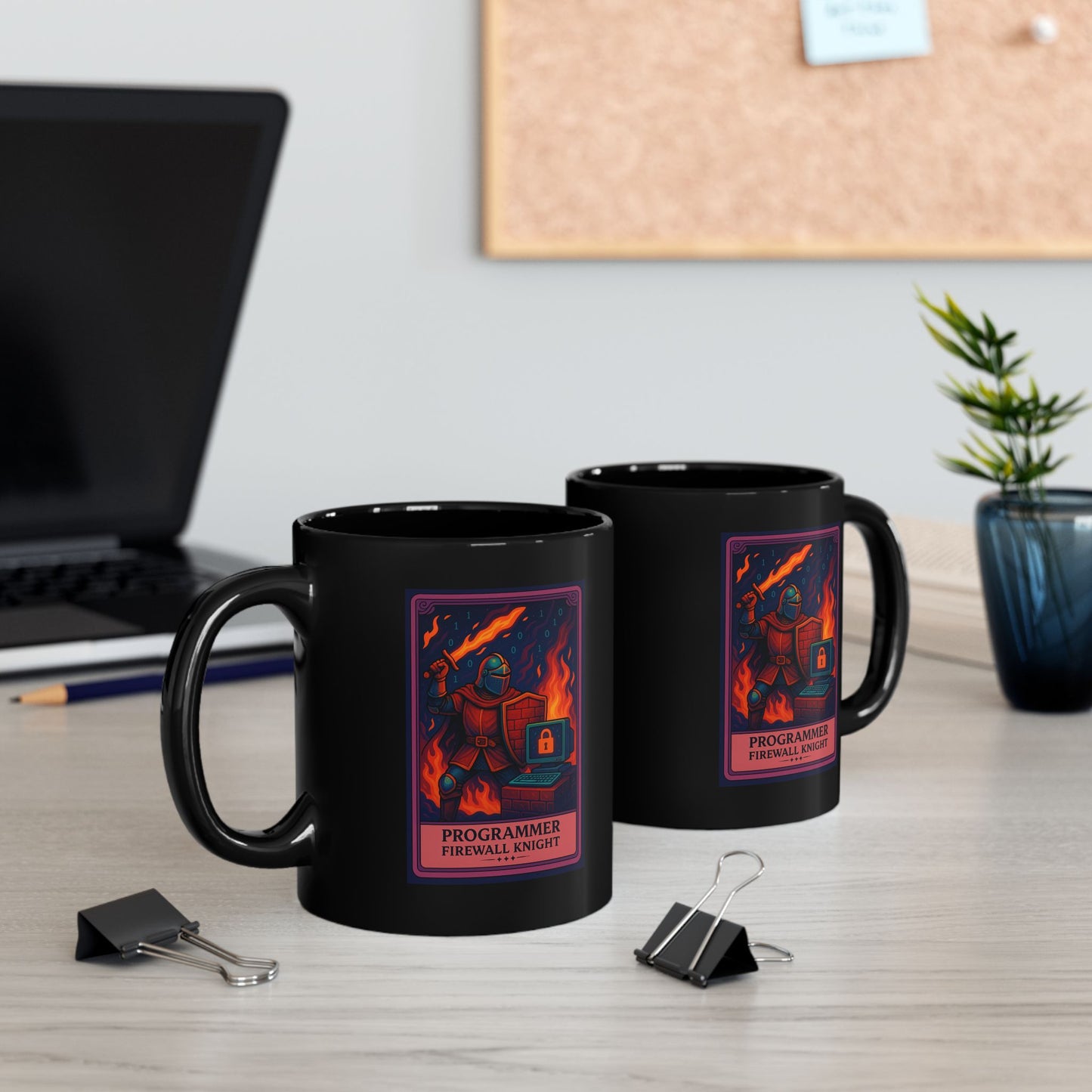 Funny Programmer Mug Black - Firewall Knight Coffee Cup - Cybersecurity Gift for Him - Coding Mug for Developer - Geeky Tech Gift