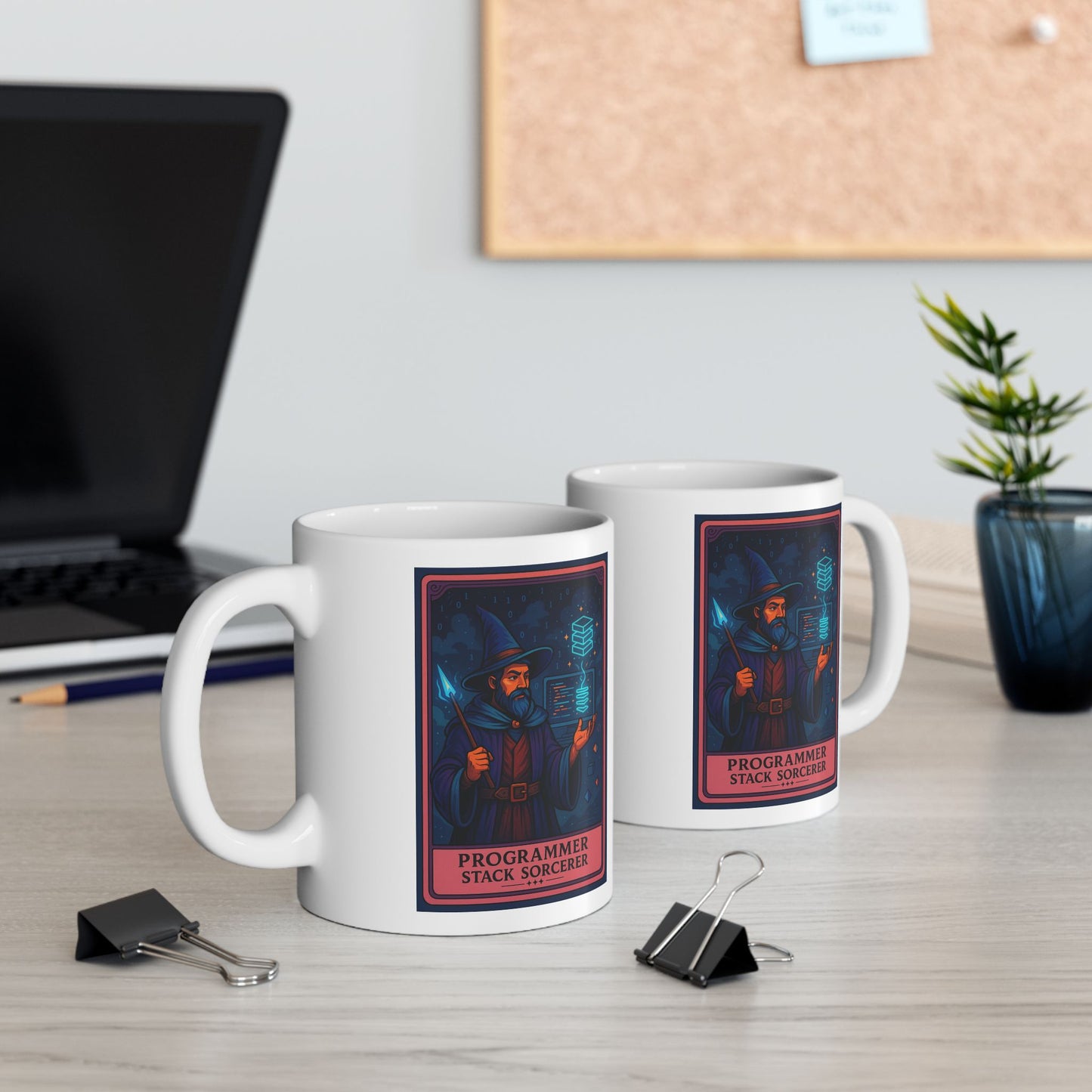 Programmer Gift Mug White, Stack Sorcerer Coffee Cup - Funny Coding Gift for Him or Her - Developer Mug for Software Engineer