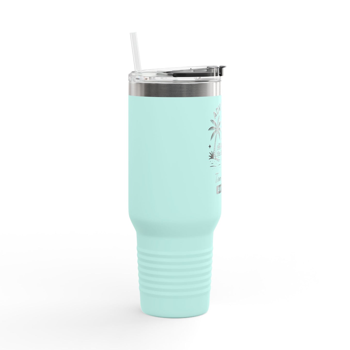 Personalized 40oz Travel Tumbler with Straw - Insulated Stainless Steel Water Cup - Custom Name Adventure Mug Gift
