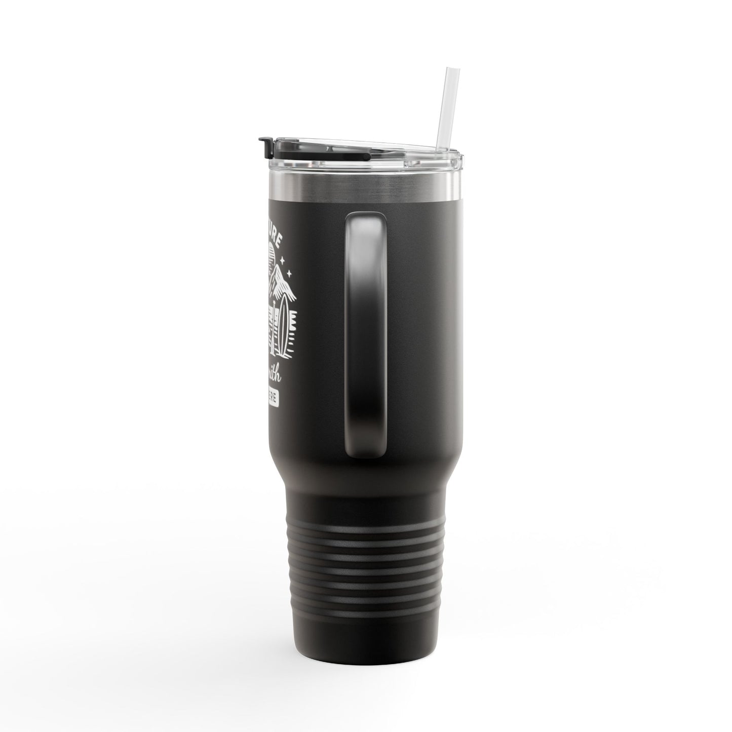 Personalized 40oz Travel Tumbler with Straw - Insulated Stainless Steel Water Cup - Custom Name Adventure Mug Gift