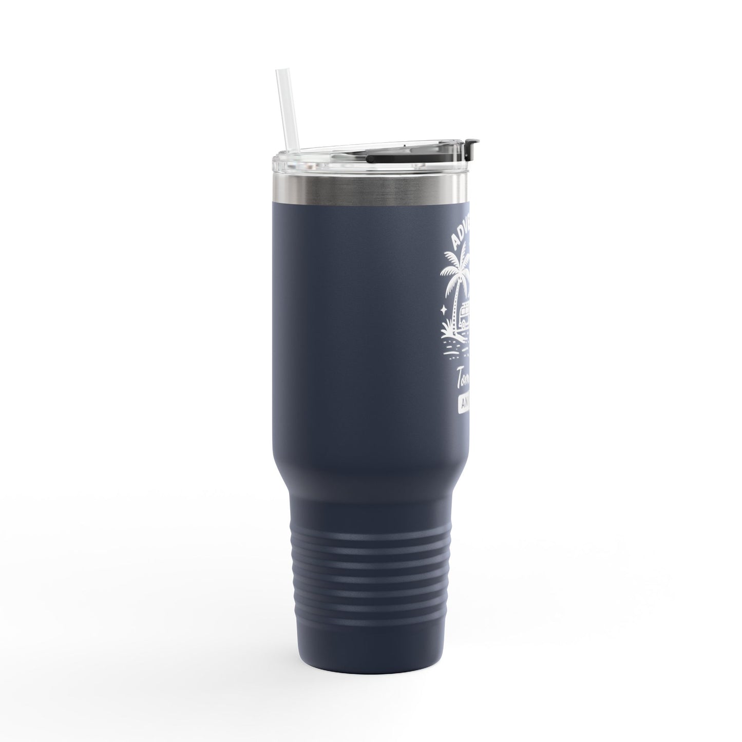 Personalized 40oz Travel Tumbler with Straw - Insulated Stainless Steel Water Cup - Custom Name Adventure Mug Gift