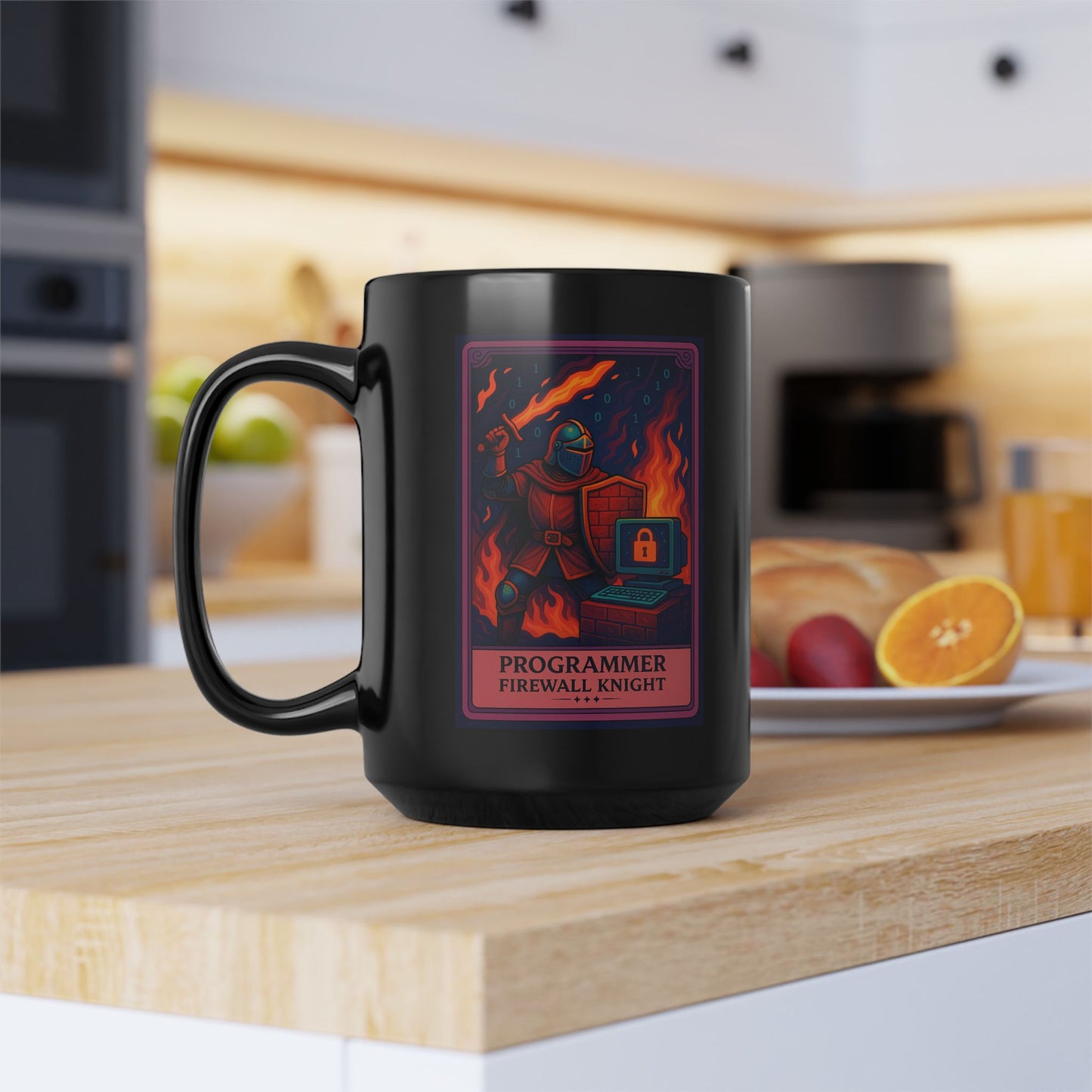 Funny Programmer Mug Black - Firewall Knight Coffee Cup - Cybersecurity Gift for Him - Coding Mug for Developer - Geeky Tech Gift