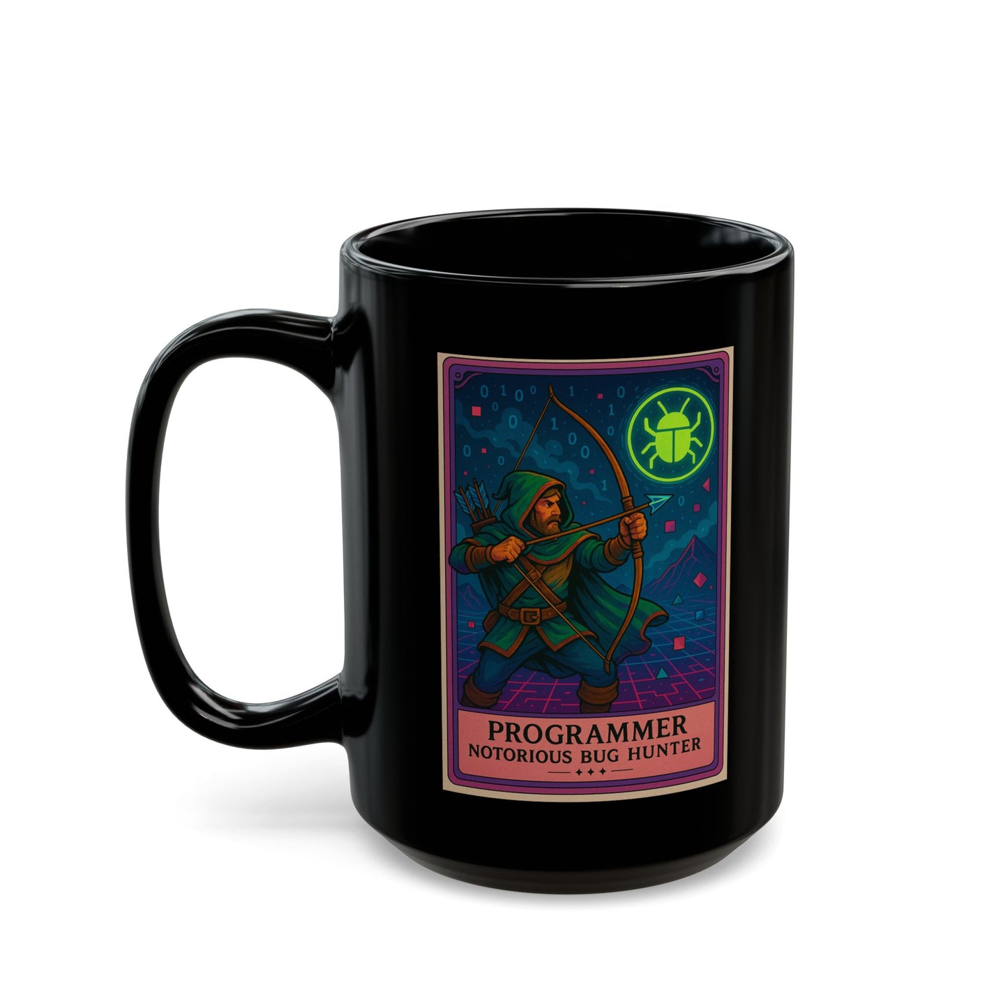 Funny Programmer Mug Black - Notorious Bug Hunter Coffee Cup - Coding Gift for Developer - Software Engineer Mug - Geek Tech Gift for Him