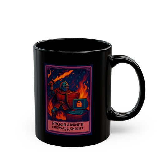 Funny Programmer Mug Black - Firewall Knight Coffee Cup - Cybersecurity Gift for Him - Coding Mug for Developer - Geeky Tech Gift