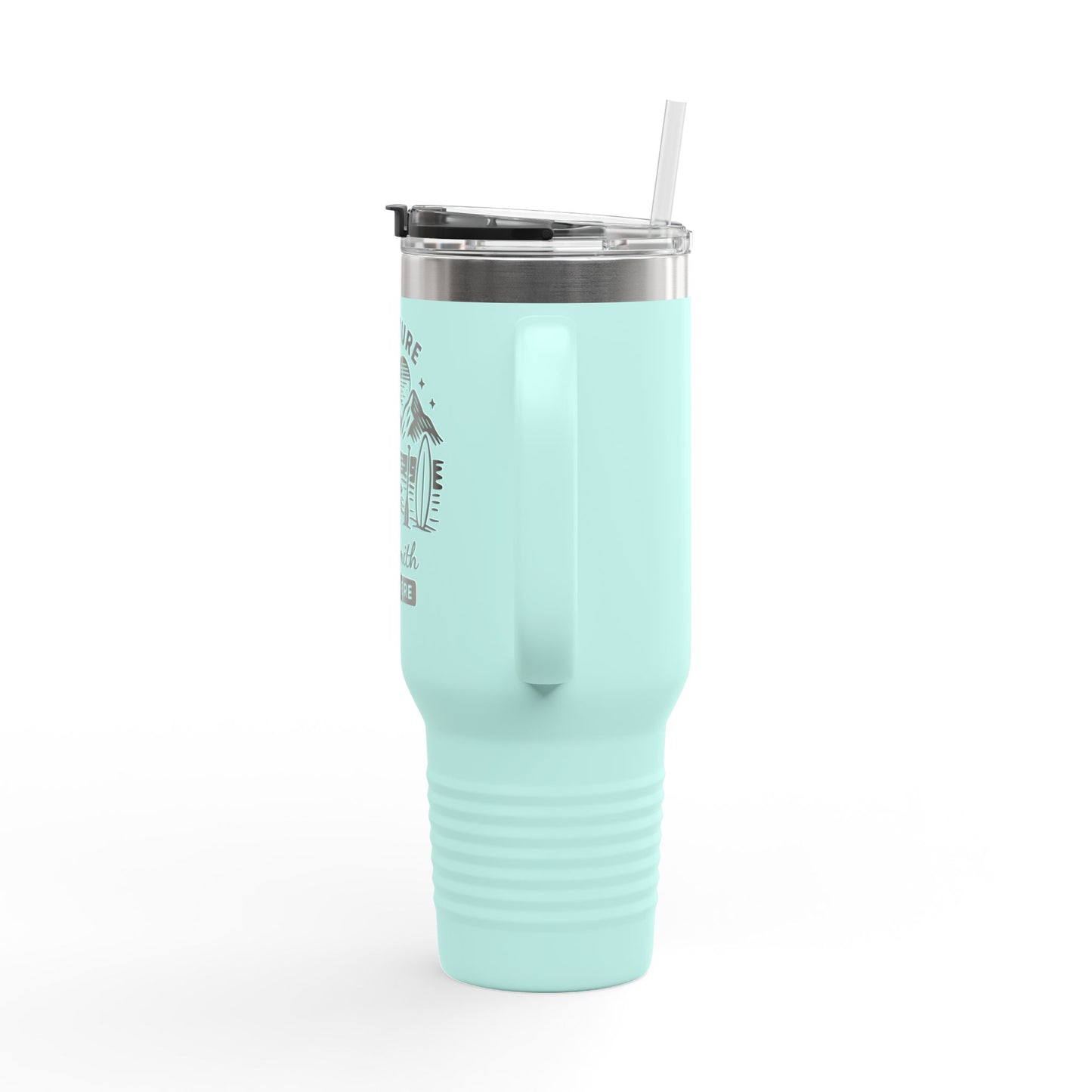 Personalized 40oz Travel Tumbler with Straw - Insulated Stainless Steel Water Cup - Custom Name Adventure Mug Gift