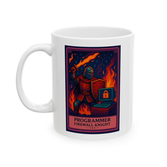 Funny Programmer Mug White - Firewall Knight Coffee Cup - Cybersecurity Gift for Him - Coding Mug for Developer - Geeky Tech Gift